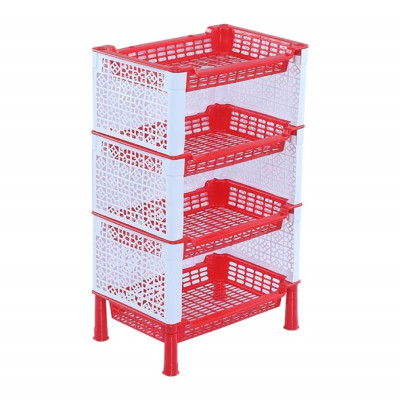 Moushumi Rack 4 Step - Red & White